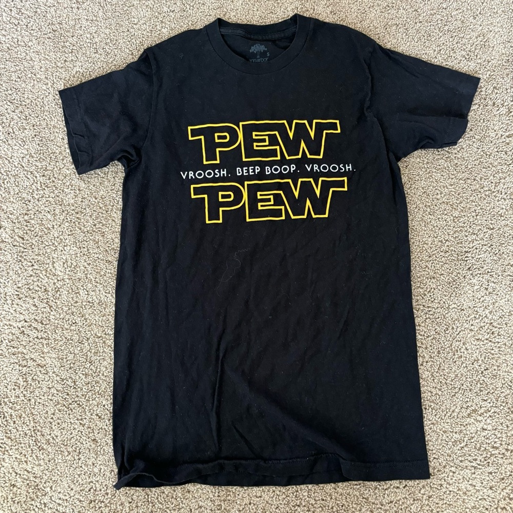 Men’s PEW PEW Star Wars Funny Sci-Fi Graphic T-Shirt size Small - Picture 3 of 6